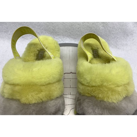 UGG Fluff Yeah Slides Sheepskin Slippers Sulfur Multi Yellow Women's US 6 - Picture 12 of 13